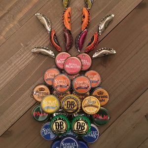 Beer Bottle Cap Wall Art- Rainbow Pineapple